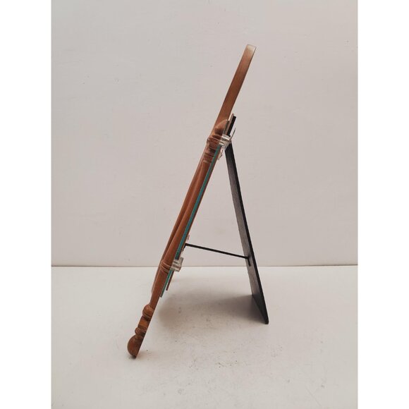 Vintage Wood Tabletop Vanity Mirror | Oval Makeup Mirror, Handmade Mirror, - Picture 6 of 10